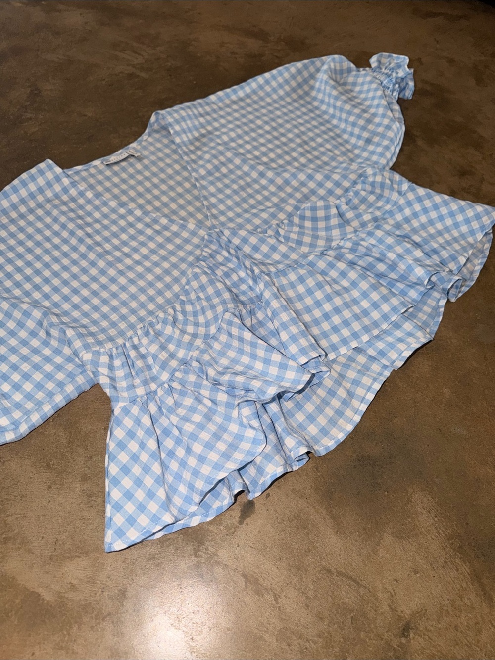 ASOS Blue Gingham Puff Sleeve Peplum Blouse Size 4 Oversized Cottagecore NWOT - Picture 4 of 11